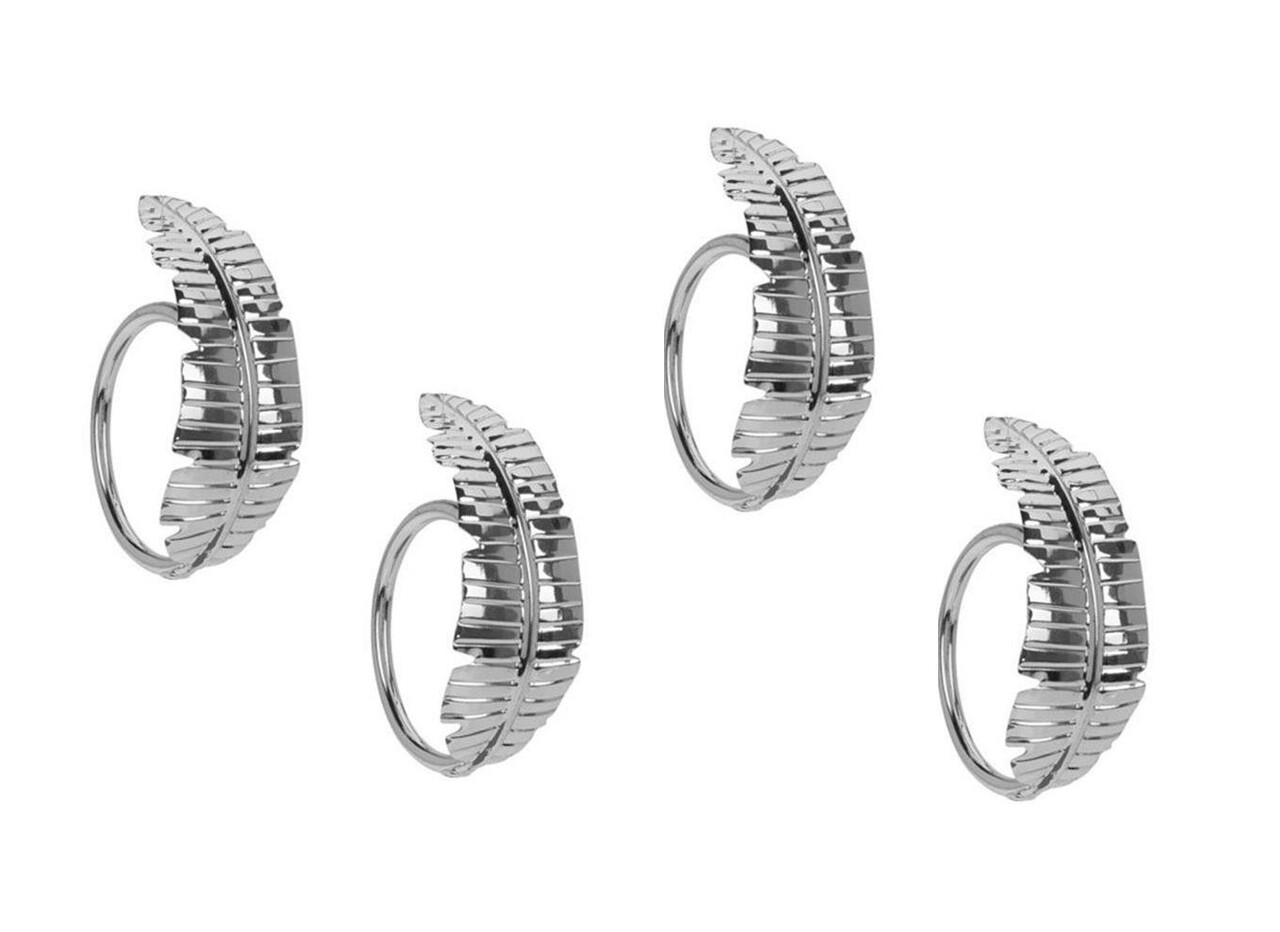 Set 4 inele pentru servetele Leaf V4, 4.5 x 3 cm, metal, argintiu - imagine 5